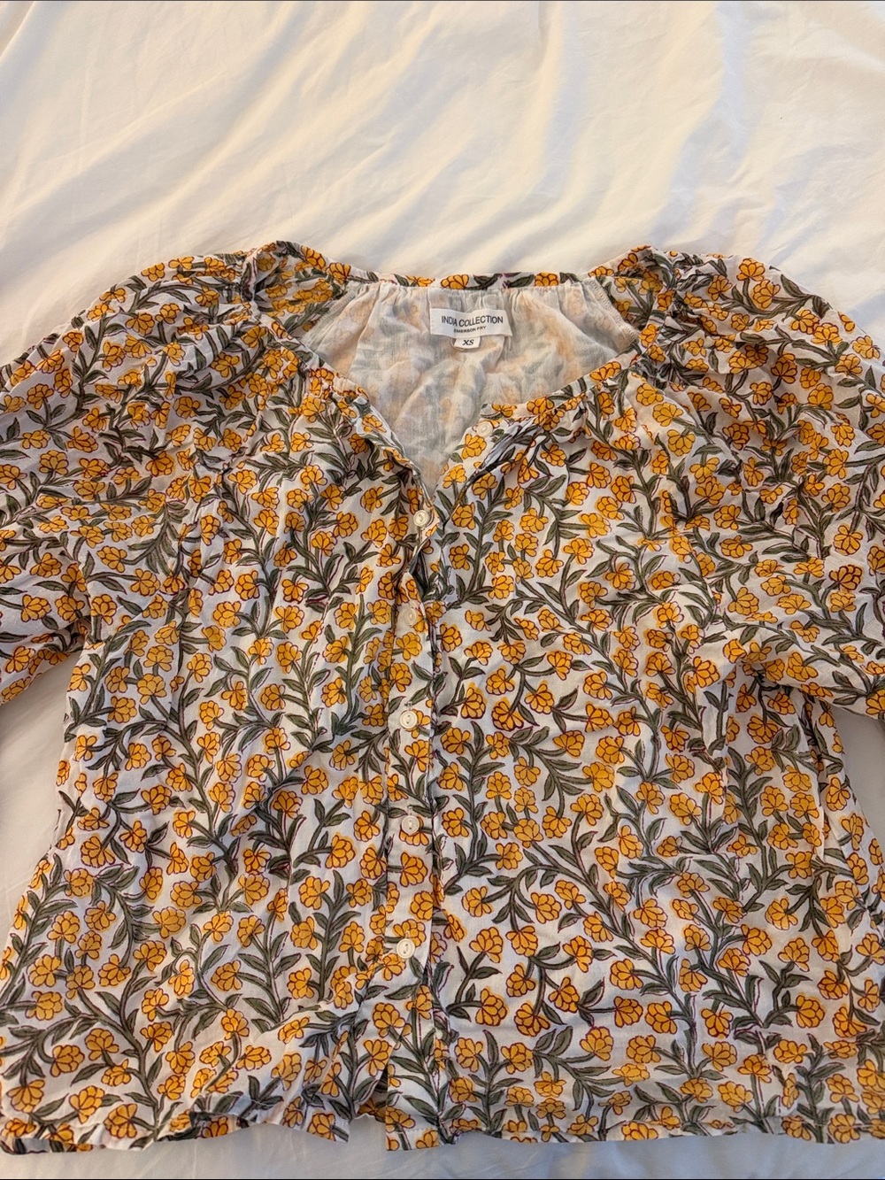 Emerson Fry, XS, Women's Yellow Floral Peasant Top